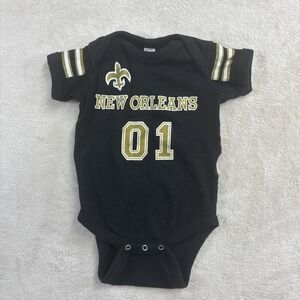 New Orleans Saints  Rabbit Skins Appeal 6 Month Body Suit Denim Monogrammed Back